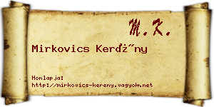 Mirkovics Kerény névjegykártya